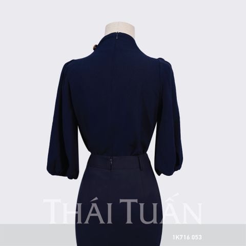 Áo Kiểu Nữ Tay Bồng Màu Xanh Đen 1K716K053