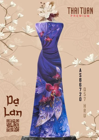 ASB6720Q57HRU Vải Áo Dài Kháng Khuẩn Đính Đá Dạ Lan Cao Cấp Khổ 1m50 x Dài 2m3