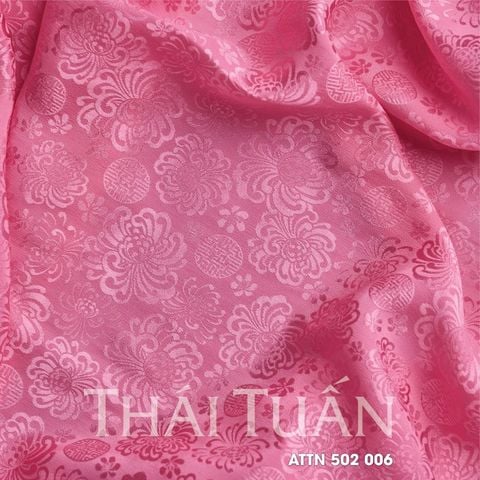 ATTN50906A Vải Tơ Tằm Cao Cấp Hoa Lá Màu Hồng Khổ 1m15 x Dài 2m5