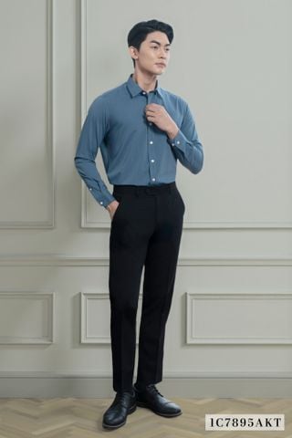 1C7895-073 Áo Sơ Mi Trơn Nam Xanh Ngọc Dáng Regular Fit