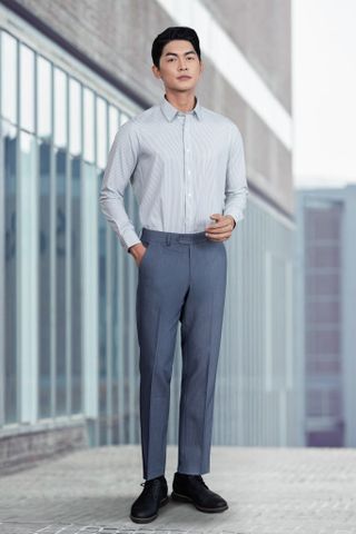 1Q6346-211 Quần Tây Xám Ghi Dáng Regular Fit Không Tăng Đơ