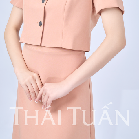 1E110-023 | Áo Vest Lửng Tay Ngắn Nâu Sữa Thanh Lịch (Nhiều Size)