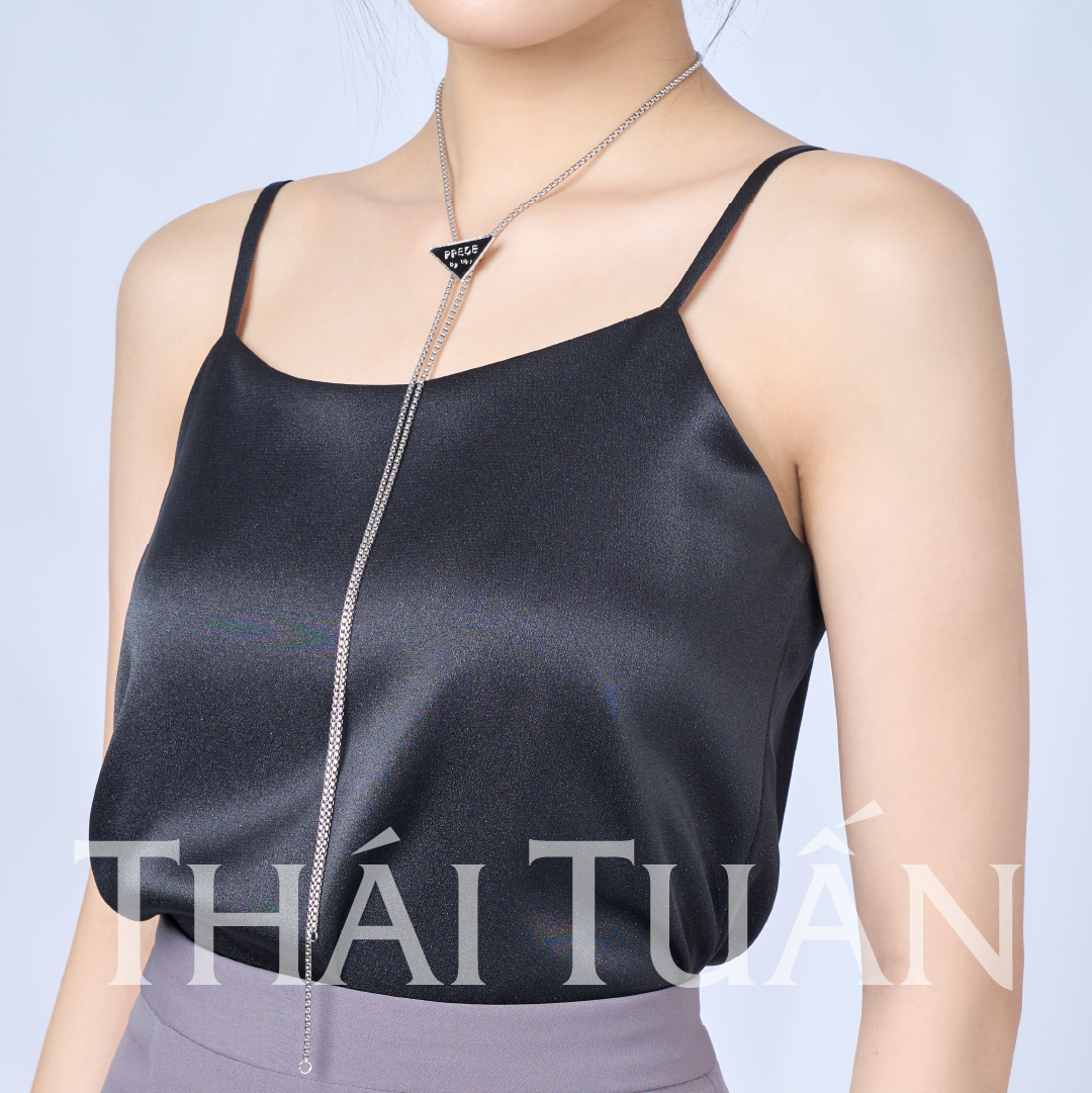 1K718-040 | Áo Hai Dây Cổ Tròn Đen Sang Trọng (Nhiều Size)