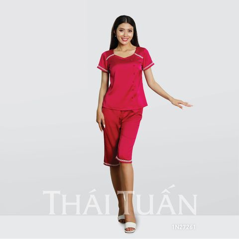 1N27S261 Đồ Bộ Lửng Trơn Màu Hồng