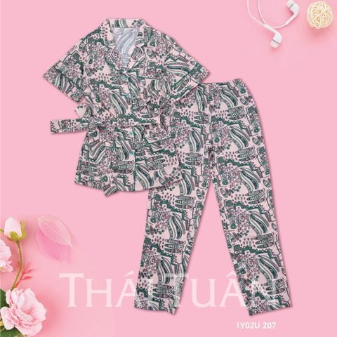 Đồ Bộ Dài Họa Tiết Màu Hồng 1Y02U207