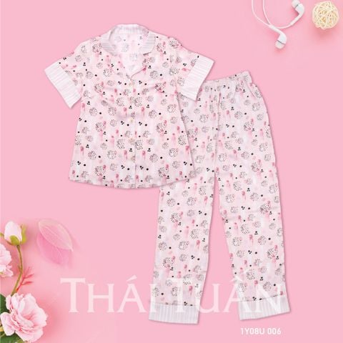 1Y08U006 Đồ Bộ Dài Họa Tiết Màu Hồng