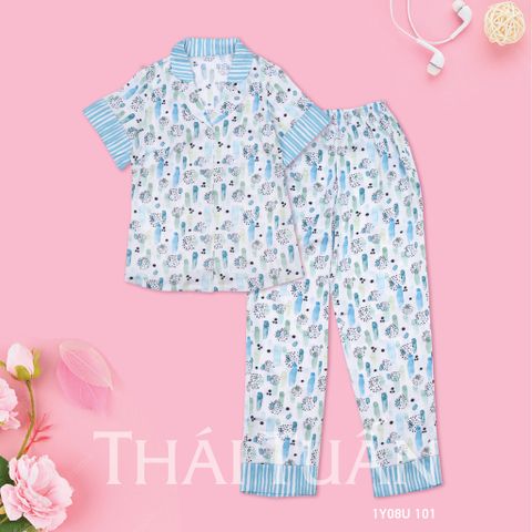 1Y08U101 Đồ Bộ Dài Họa Tiết Màu Xanh