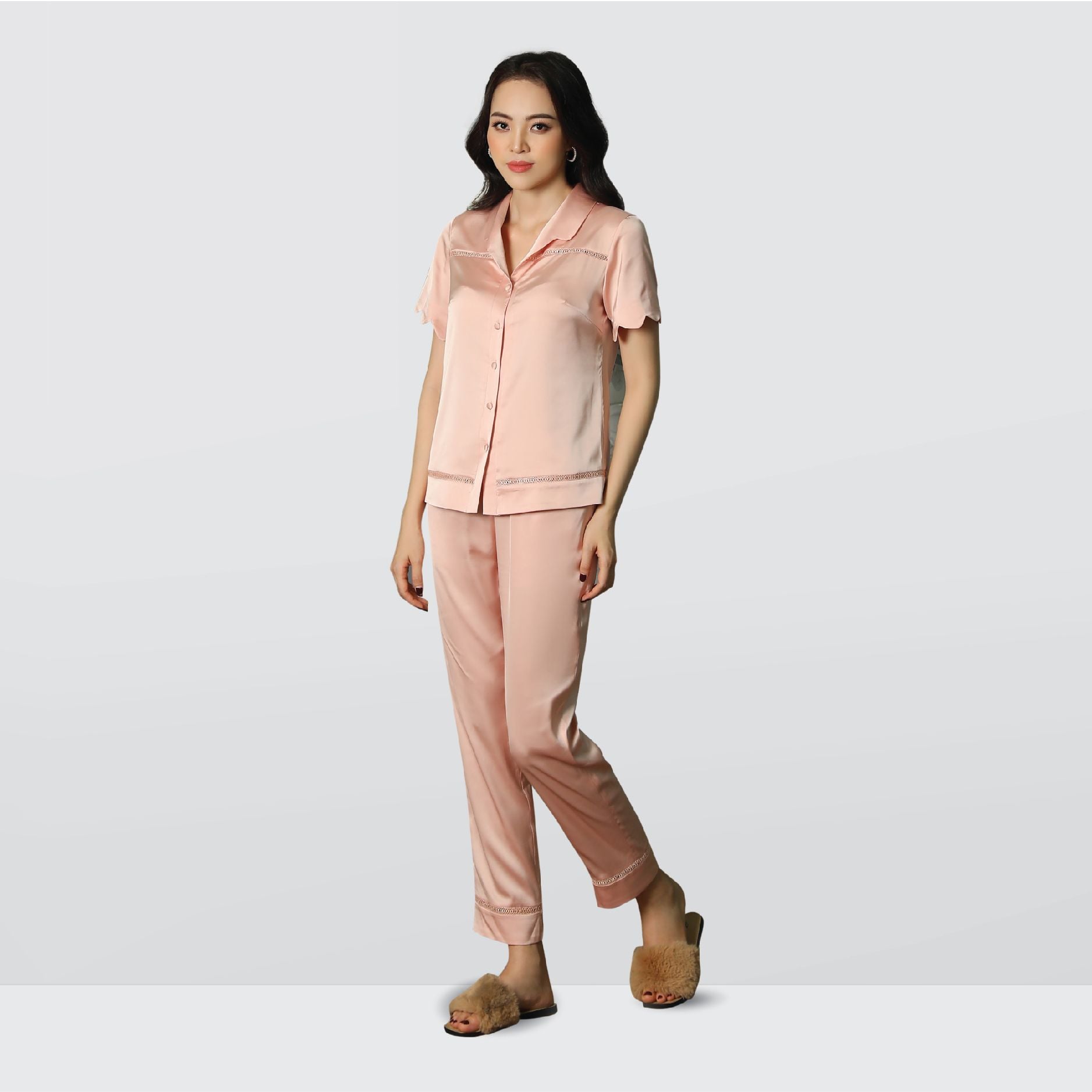 1Y90S529 Đồ Bộ Dài Phối Tay Kiểu