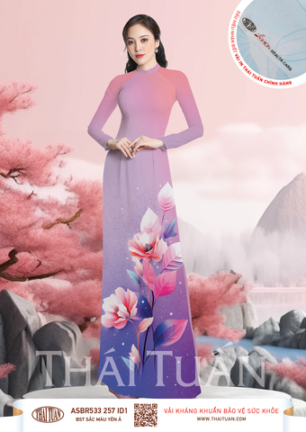 Vải Áo Dài Sắc Phương Nam Kháng Khuẩn Màu Tím Nhạt 1m50 x 2m1 ASBR533257ID1