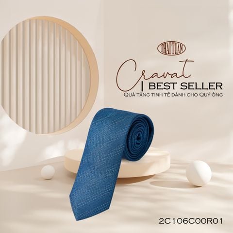 Cravat Tơ Tằm Cao Cấp Họa Tiết Kẻ Sọc Màu Xanh 2C106C00R01