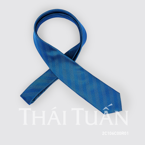 Cravat Tơ Tằm Cao Cấp Họa Tiết Kẻ Sọc Màu Xanh 2C106C00R01