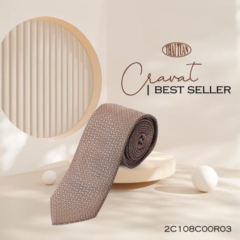 Cravat Họa Tiết Kẻ Sọc Màu Vàng Đồng 2C108C00R03