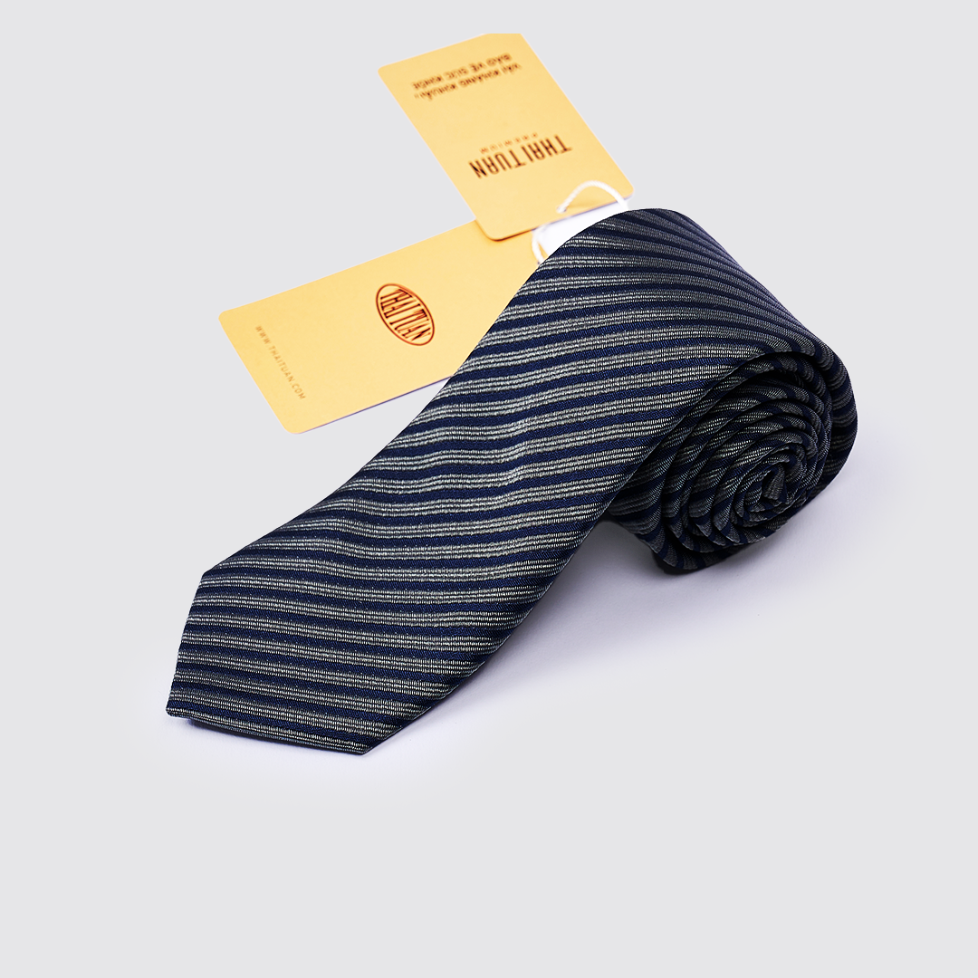 Cravat Họa Tiết Kẻ Sọc Màu Xanh Xám 2C109C00R04