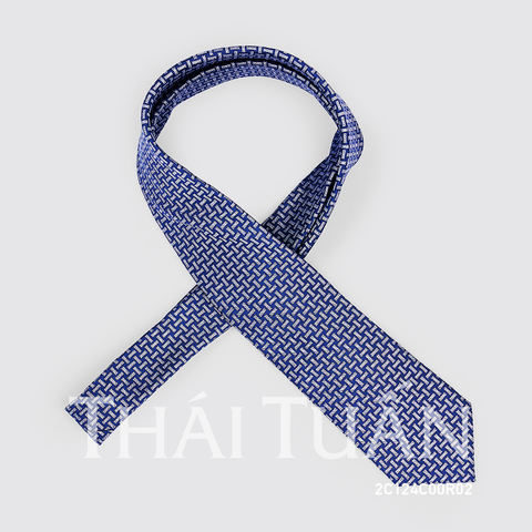 2C124C00R02 Cravat Họa Tiết Kẻ Màu Xanh