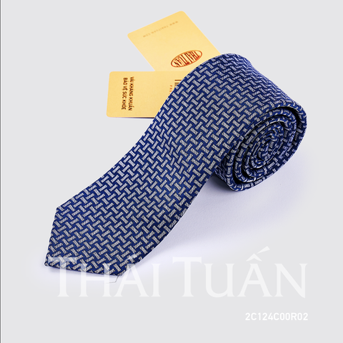 2C124C00R02 Cravat Họa Tiết Kẻ Màu Xanh