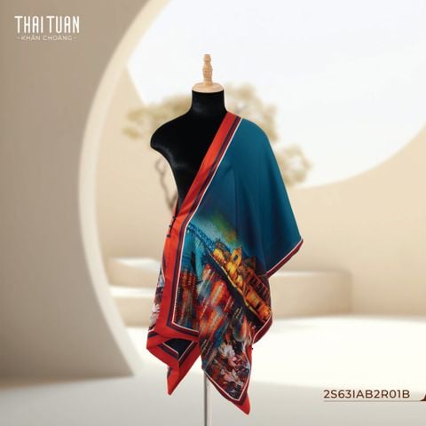 Khăn Choàng Chữ Nhật 2 Lớp In Hoa Văn 55x180cm 2S63IAB2R01B