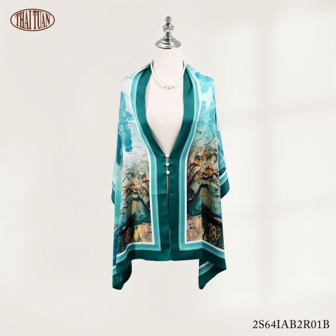 Khăn Choàng Chữ Nhật 2 Lớp In Hoa Văn 55x180cm 2S64IAB2R01B