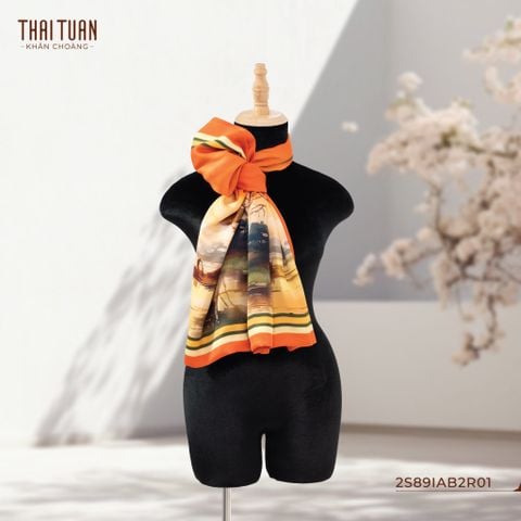 2S89IAB2R01B Khăn Choàng Chữ Nhật 2 Lớp In Hoa Văn