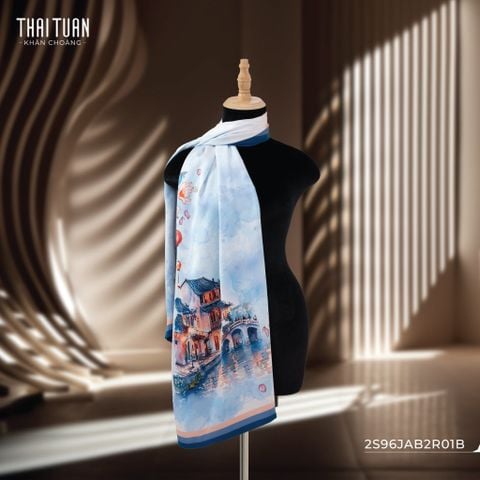 2S96JAB2R01B Khăn Choàng Chữ Nhật 2 Lớp In Hoa Văn