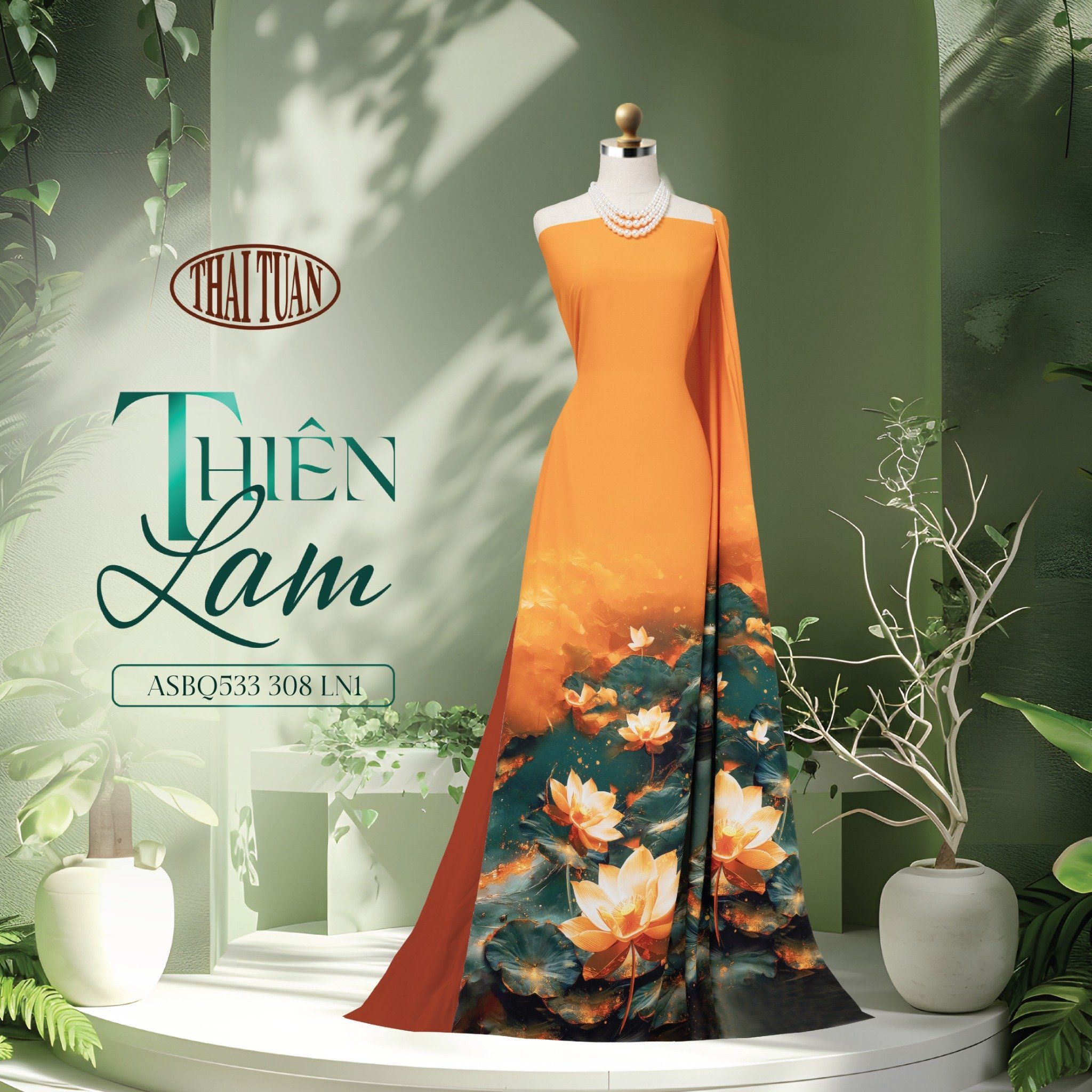 ASBR533308LN1 Vải Áo Dài Sắc Phương Nam Thiên Lam Kháng Khuẩn Khổ 1m50 x 2m1