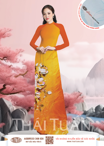 Vải Áo Dài Hoa Sắc Phương Nam Kháng Khuẩn Màu Cam 1m50 x 2m1 ASBR533308ID0