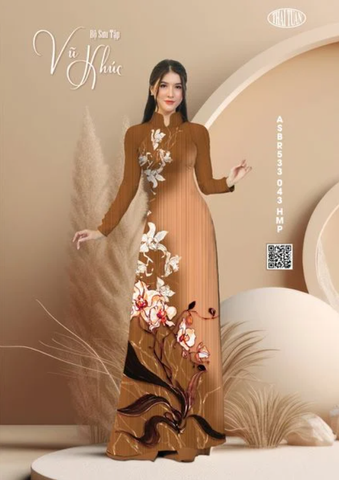 ASBR533043HMP Vải Sắc Phương Nam In Hoa Văn Màu Nâu Khổ 1m50 Dài 2m1
