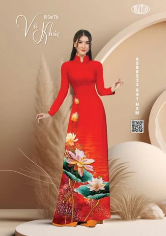 ASBR533041HXM Vải Sắc Phương Nam In Hoa Văn Màu Đỏ Khổ 1m50 Dài 2m1