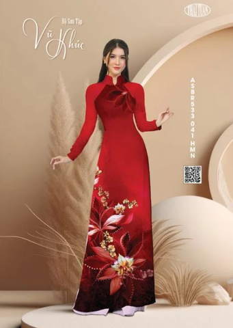 ASBR533041HMN Vải Sắc Phương Nam In Hoa Văn Màu Đỏ Khổ 1m50 Dài 2m1