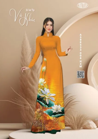 ASBR533008HXM Vải Sắc Phương Nam In Hoa Văn Màu Cam Khổ 1m50 Dài 2m1