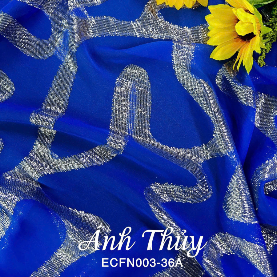 Tơ Tằm Họa Tiết Màu Xanh Dương 1m15x2m5 ECFN00336A