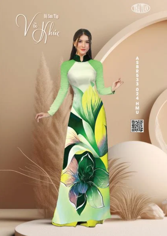 ASBR533024HMU Vải Sắc Phương Nam In Hoa Văn Màu Xanh Lá Khổ 1m50 Dài 2m1