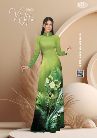 ASBR533038HN0 Vải Sắc Phương Nam In Hoa Văn Màu Xanh Lá Khổ 1m50 Dài 2m1