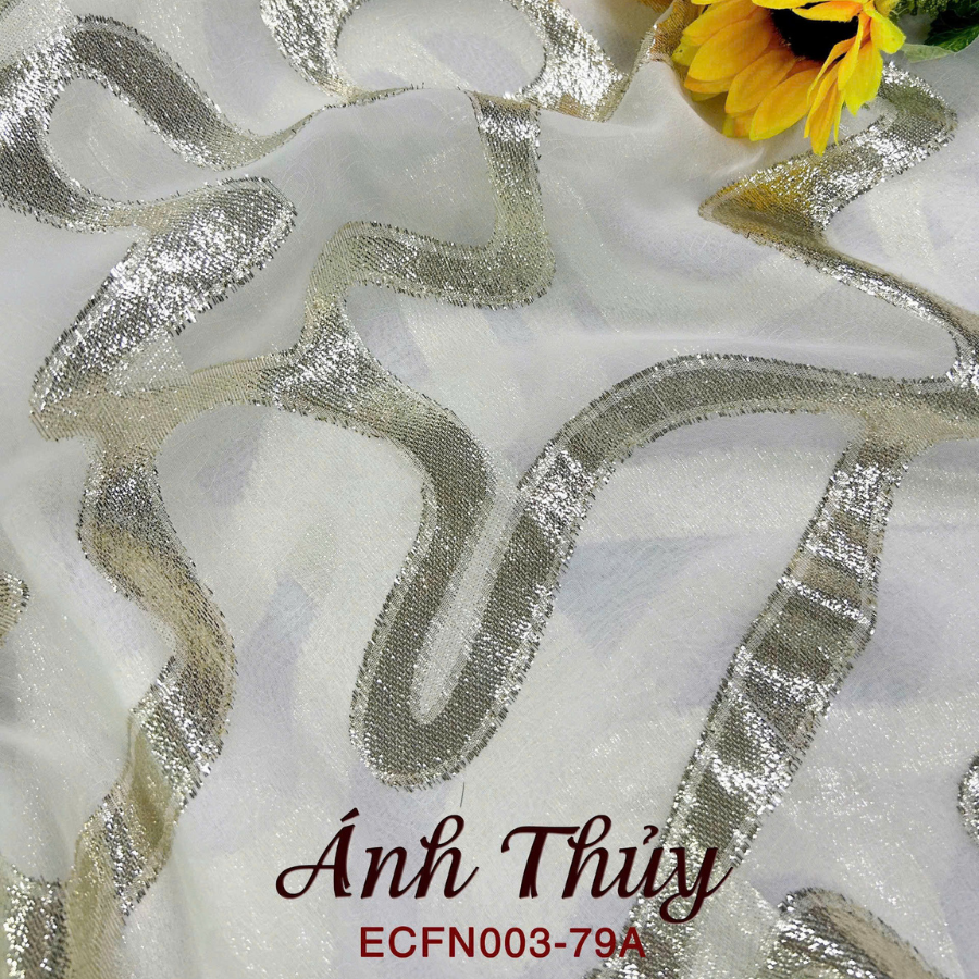 ECFN00379A Tơ Tằm Họa Tiết Màu Trắng 1m15 Dài 2m5