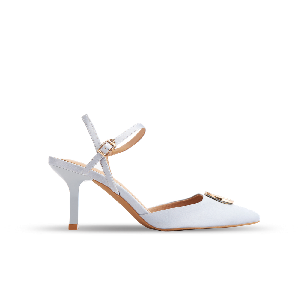 Giày Sandal Mũi Vuông Quai Hậu Màu Bạc MNS0015SLV
