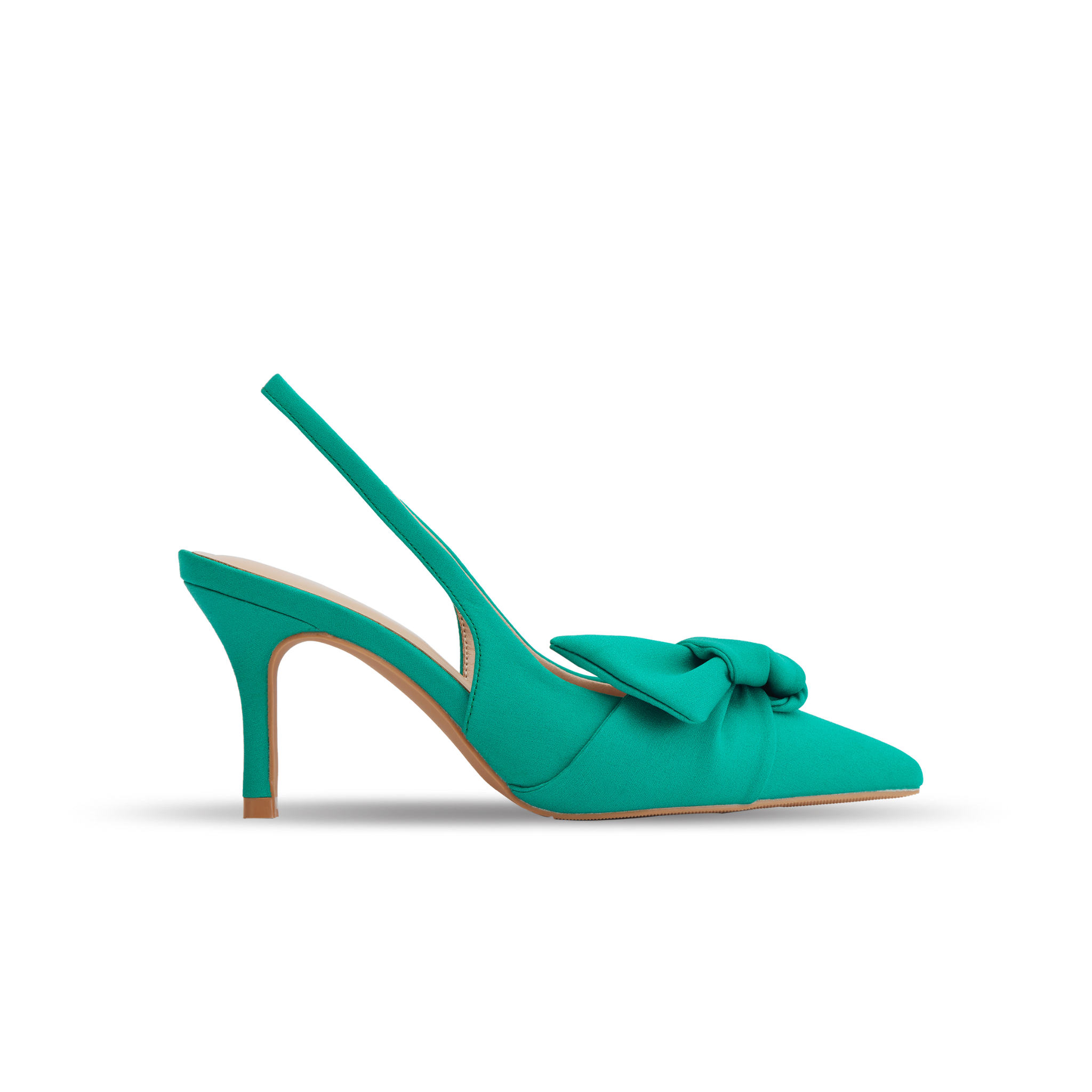 MNS0007TEL Giày Sandal Mũi Nhọn Trang Trí Nơ Màu Xanh Teal