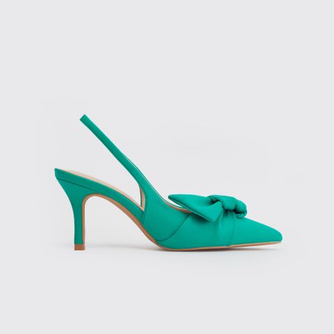 MNS0007TEL Giày Sandal Mũi Nhọn Trang Trí Nơ Màu Xanh Teal