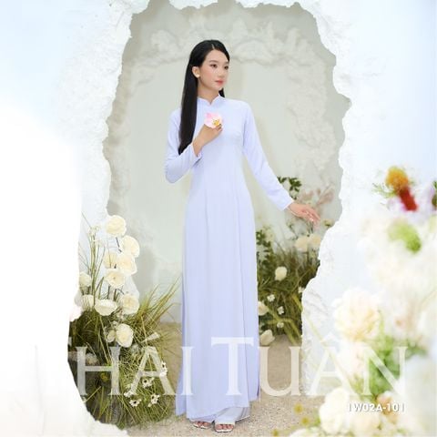 1W02A101 Áo Dài Lencii Trơn May Sẵn Màu Trắng Sữa