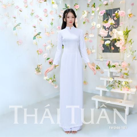 1W04A101 Áo Dài Lencii Trơn May Sẵn Màu Trắng Sữa