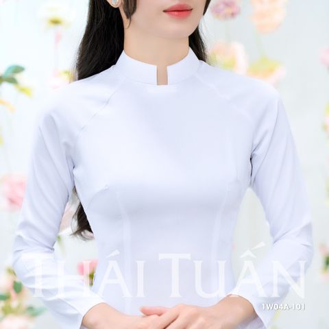 1W04A101 Áo Dài Lencii Trơn May Sẵn Màu Trắng Sữa