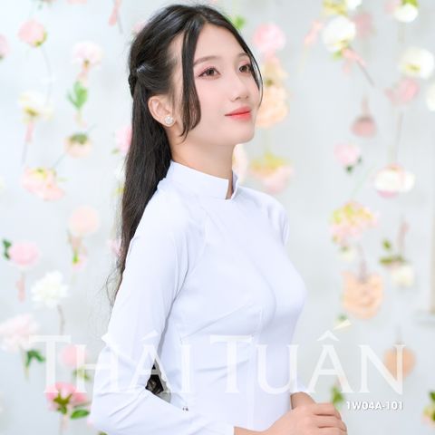 1W04A101 Áo Dài Lencii Trơn May Sẵn Màu Trắng Sữa