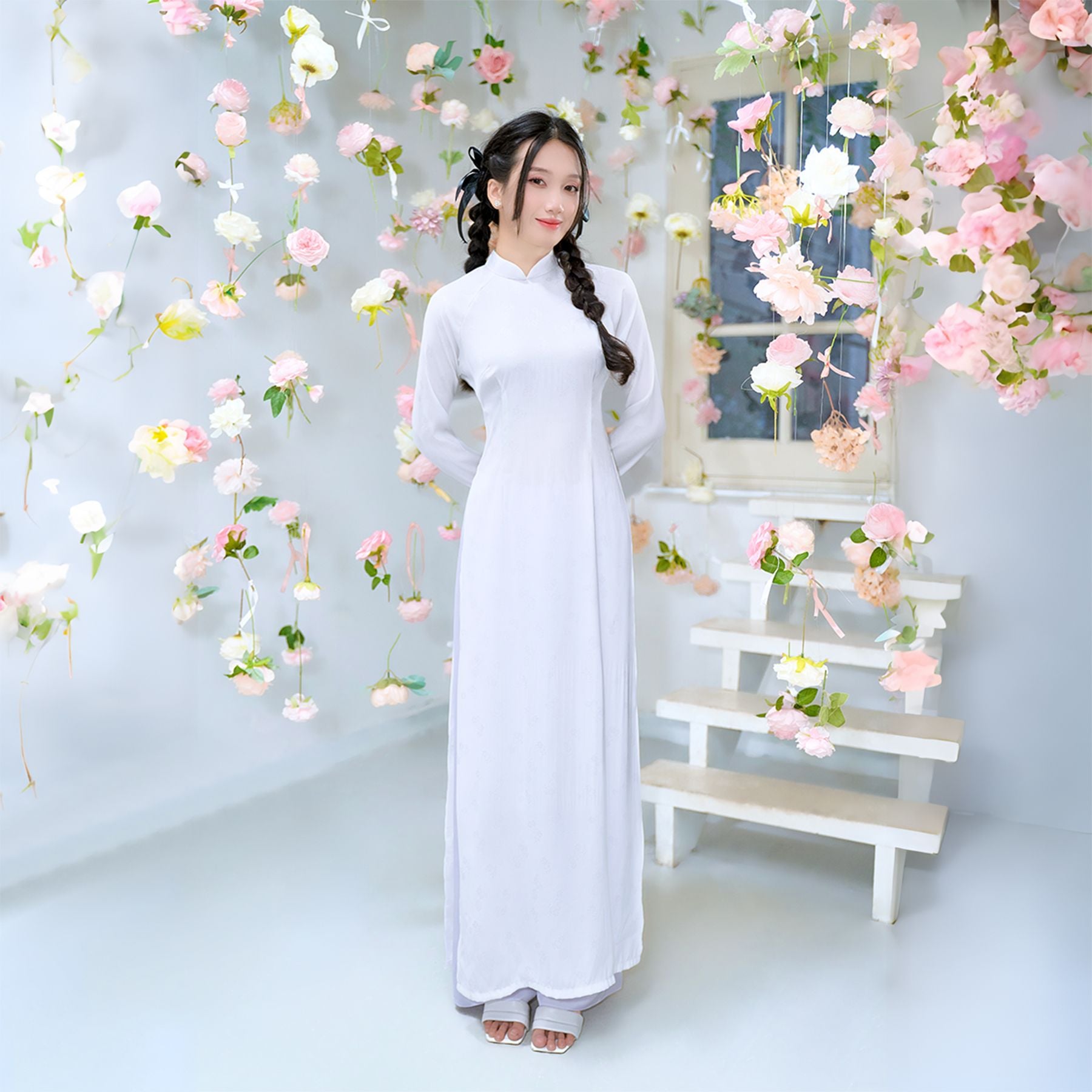 1W304L Áo Dài Gấm Lencii May Sẵn