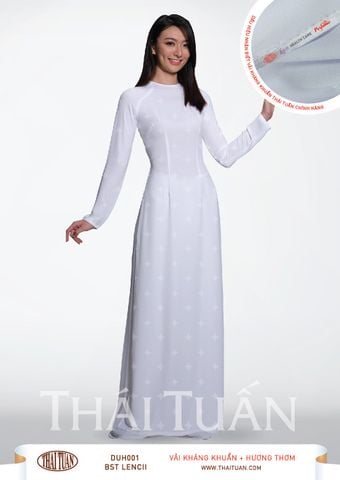 DUHN001001 Vải Áo Dài Nữ Sinh Lencii Trắng Ánh Xanh