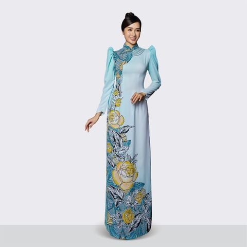 Vải Áo Dài In Kháng Khuẩn Xanh Khổ 1m50 x 2m1 ASBR533042G6Y