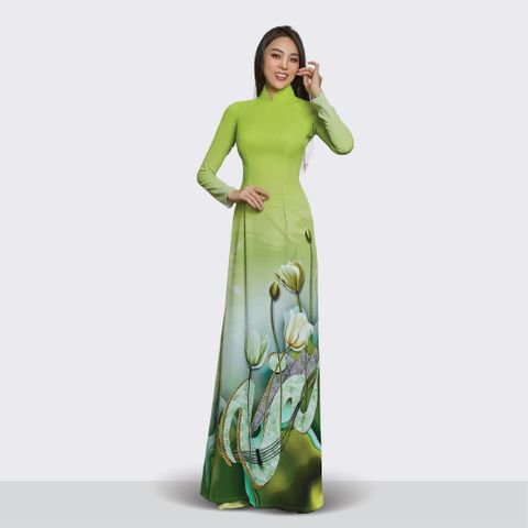 ASBR533009GH2 Vải Áo Dài In Kháng Khuẩn Xanh Lá Khổ 1m50 x 2m1