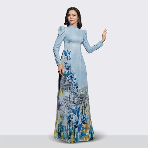 ASBR533005G6X Vải Áo Dài In Kháng Khuẩn Xanh Ngọc Khổ 1m50 Dài 2m1