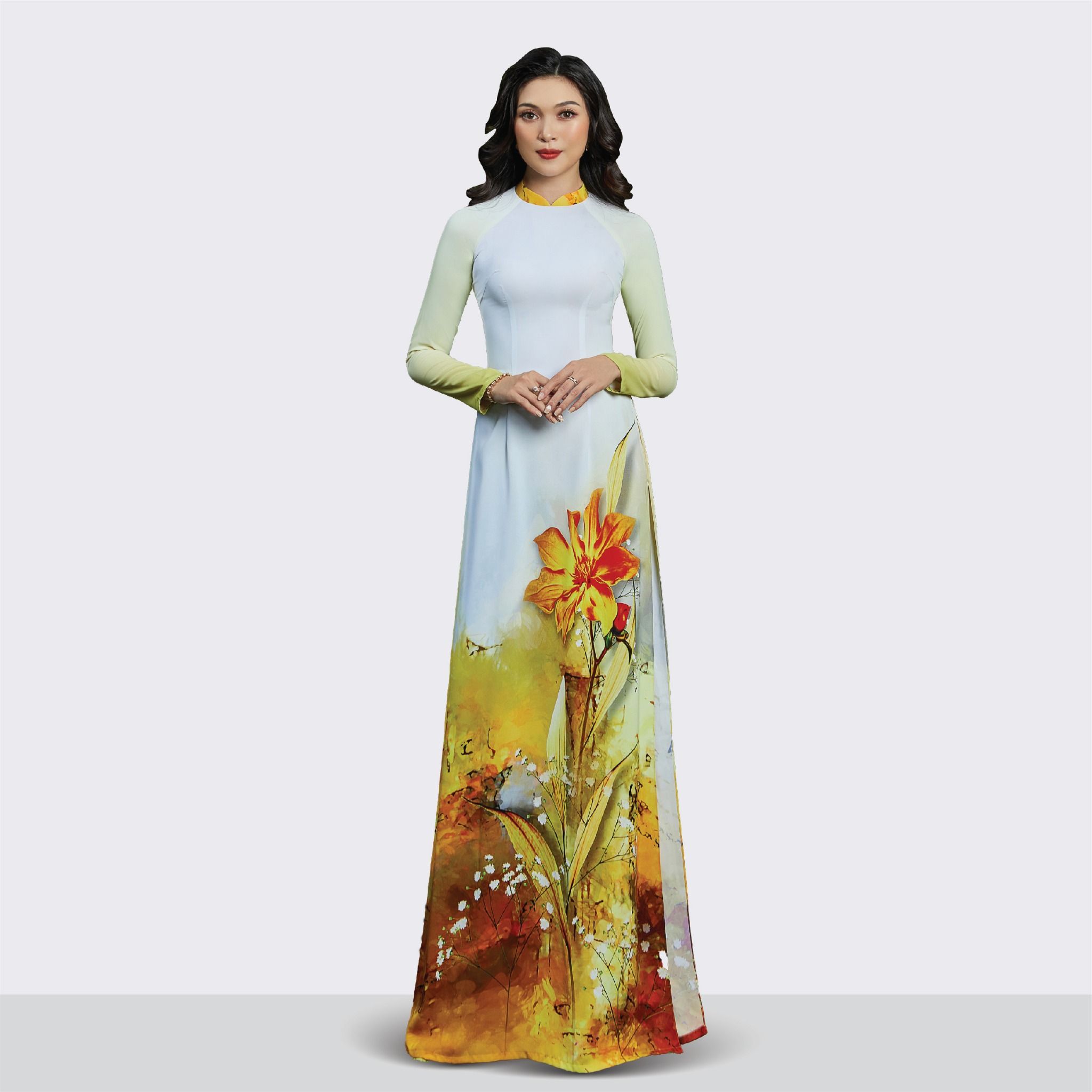 ASBR533202GRB Vải Áo Dài In Kháng Khuẩn Vàng Khổ 1m50 x 2m1