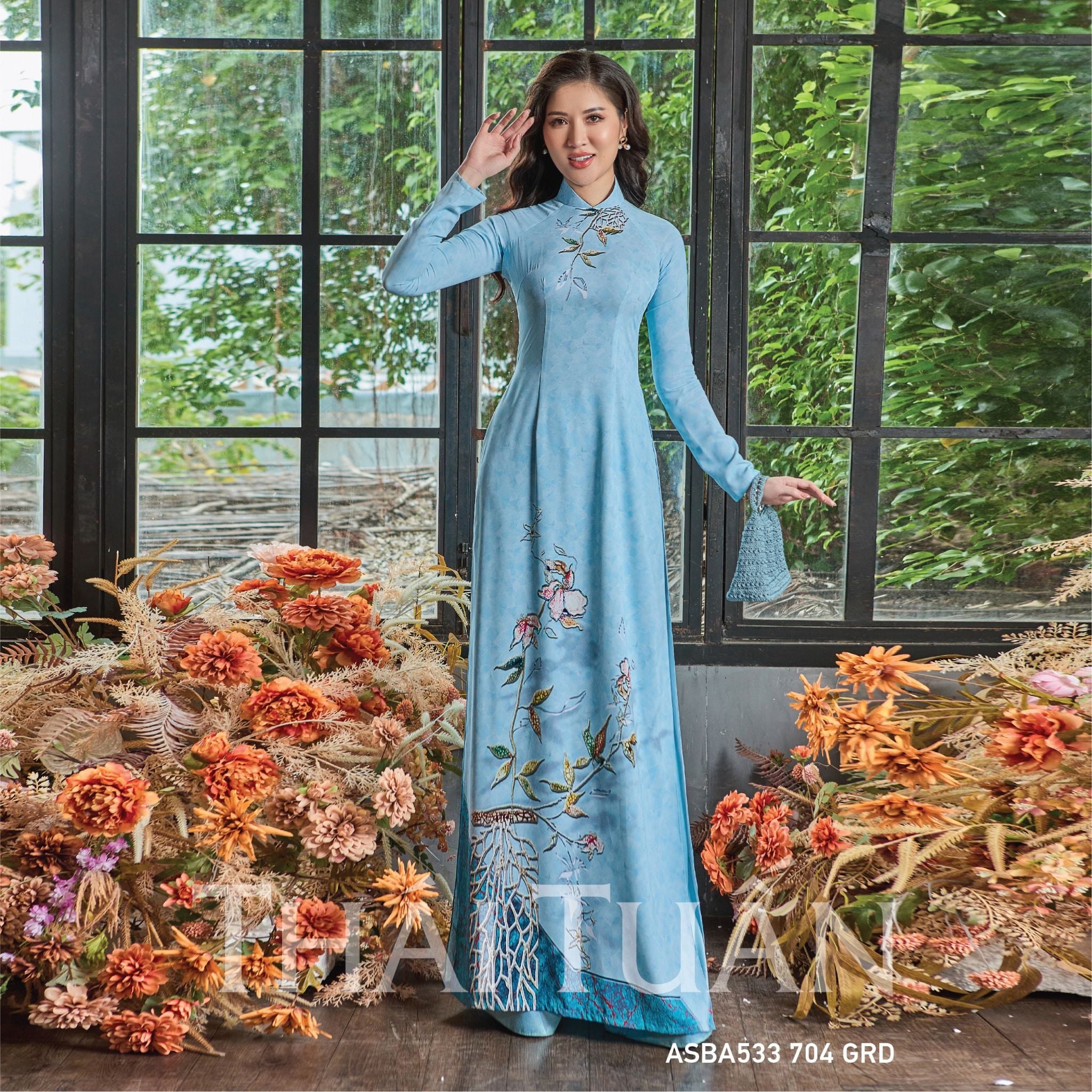 Vải Áo Dài In Kháng Khuẩn Xanh Khổ 1m50 x 2m1 ASBR533704GRD