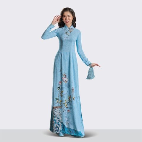 Vải Áo Dài In Kháng Khuẩn Xanh Khổ 1m50 x 2m1 ASBR533704GRD