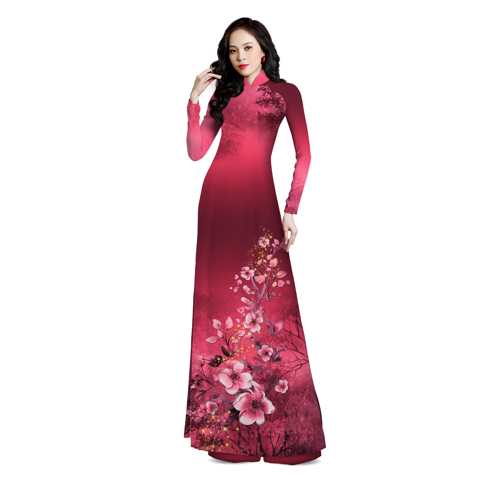 ASBR533546IX6 Vải Áo Dài Sắc Phương Nam Kháng Khuẩn Màu Hồng Đỏ Khổ 1m50 x 2m1