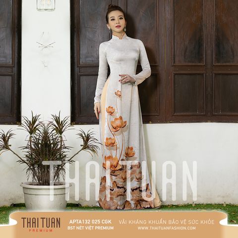 APTA132025CGK Vải Áo Dài Satin Premium Họa Tiết Hoa Lá Kháng Khuẩn Khổ 1m50 x Dài 2m3